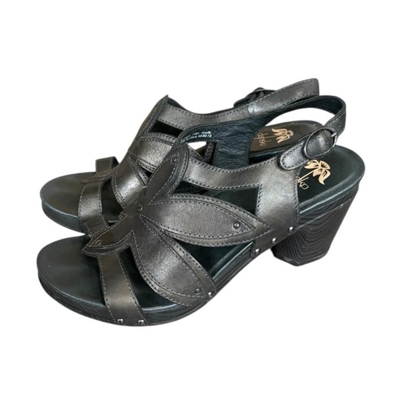 Dansko Nina Sandals Graphite Black Block Heel Slingback Women's 39 (US 8.5/9) - Picture 3 of 5